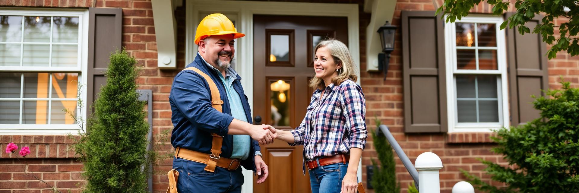 Satisfied homeowner shaking hands with Affinity Contractors Inc general contractor in Philadelphia
