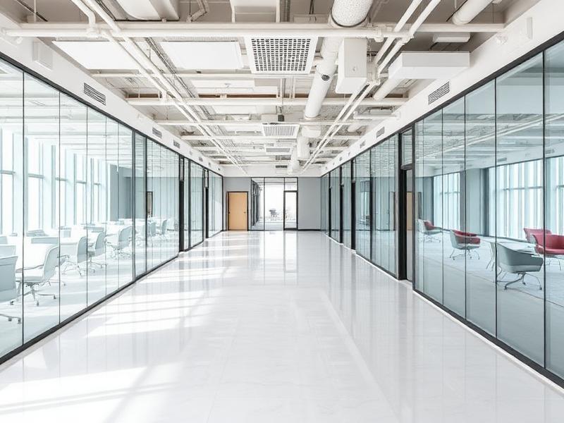 Completed commercial office buildout with glass partitions in Center City Philadelphia