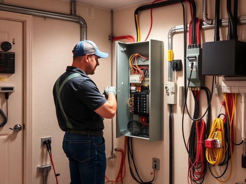 Electrician completing a 200-amp panel upgrade in a North Philadelphia multi-unit property
